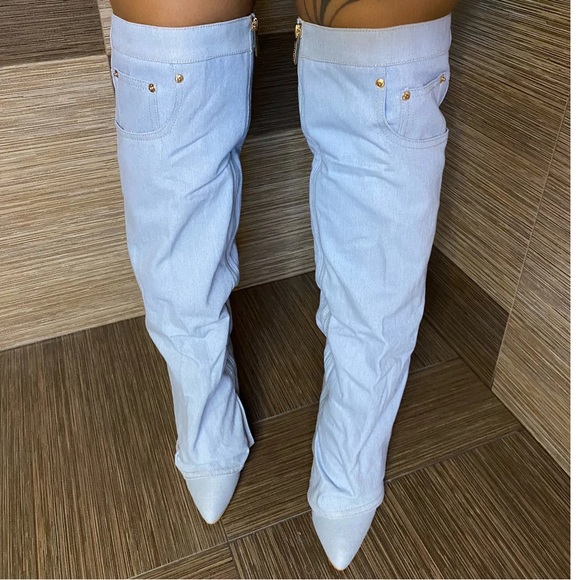 Falkon Denim Wedge Boots - Picture 3 of 6